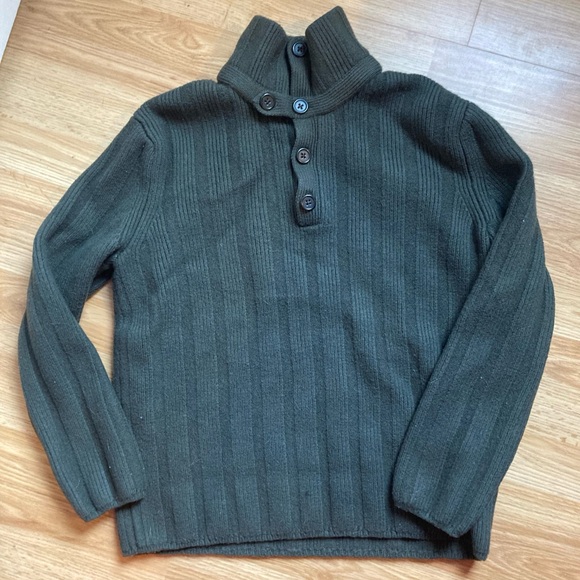 Banana Republic Merino Wool Mockneck Sweater Deep Army Green Men’s Unisex Large - Picture 6 of 8